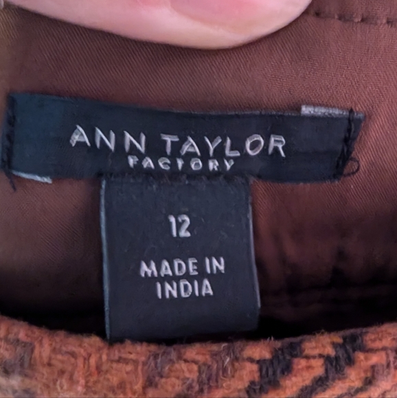 Ann Taylor Factory Brown Plaid Fringe Mini Skirt - Picture 3 of 3